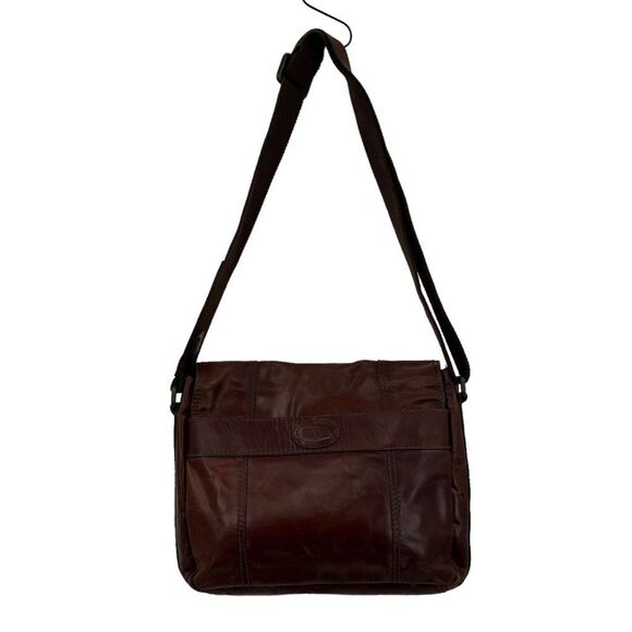 Vintage Fossil Distressed Aged Brown Leather Briefcase Messenger Bag - Picture 8 of 16